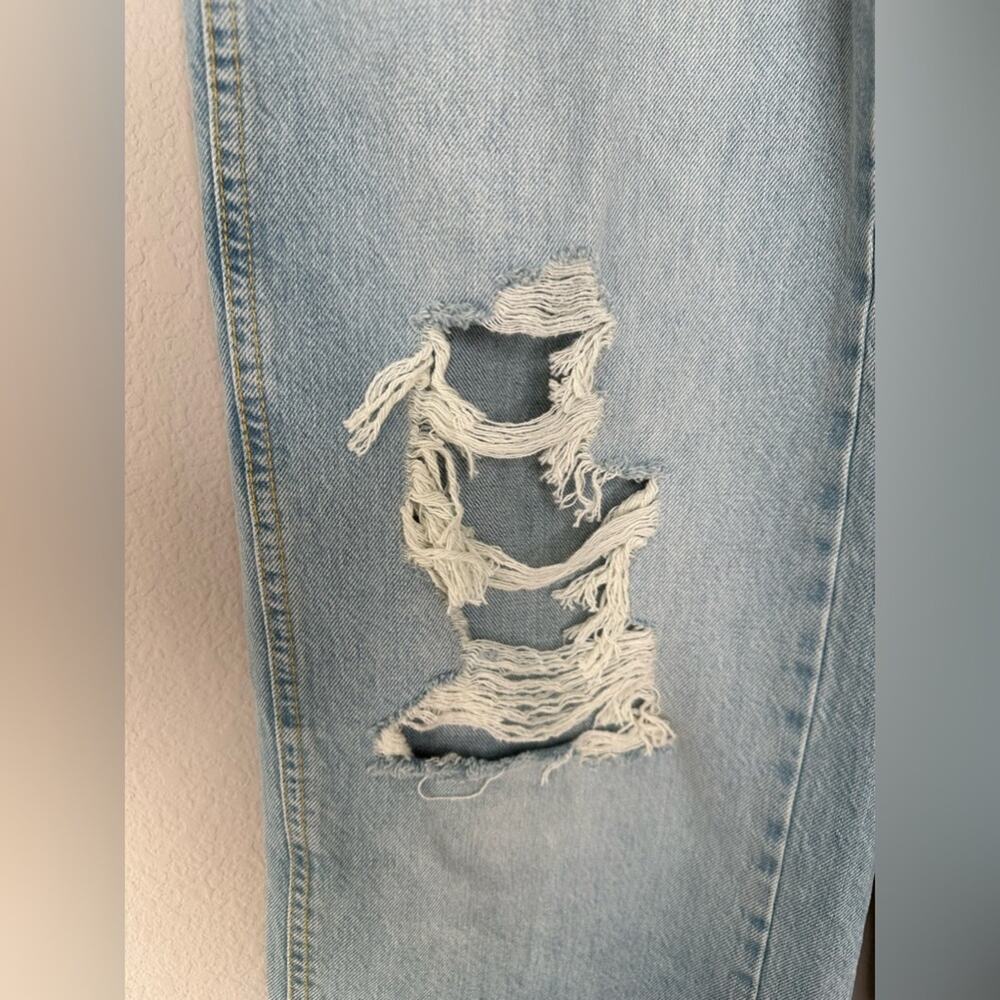 FREE PEOPLE Womens Extreme Wide Leg Light Wash Distressed Denim Jeans Size 25 - Picture 4 of 12